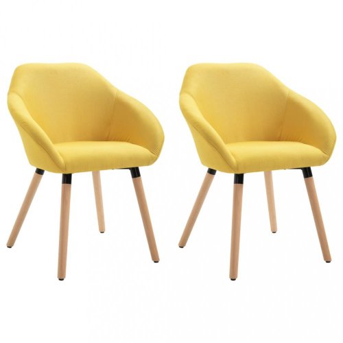 Jídelní židle 2 ks látka / dřevo Dekorhome - BAREVNÁ VARIANTA: Žlutá