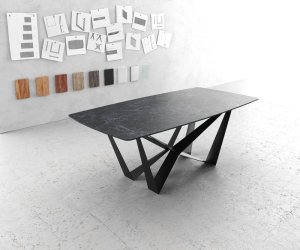 Jedálenský stôl Edge oválny tvar 200x100 cm Laminam® keramika Nero