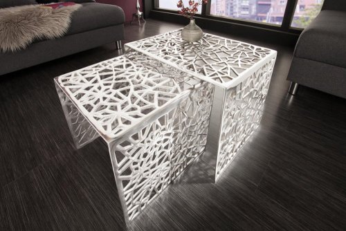Konferenční stolek 2 ks ARIADNA Dekorhome - BAREVNÁ VARIANTA: Stříbrná