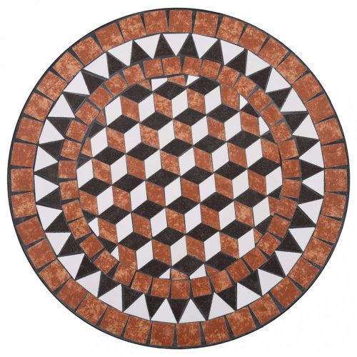 Mozaikový bistro set 3 ks keramika Dekorhome - BAREVNÁ VARIANTA: Sivá / oranžová