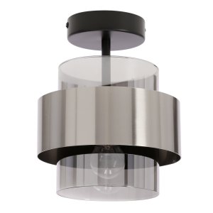 Spiega lampa sufitowa czarny+satyna nikiel 1x60W E27 klosz dymiony