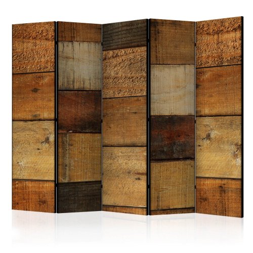 Paraván Wooden Textures Dekorhome - ROZMĚR: 225x172 cm (5-dílný)