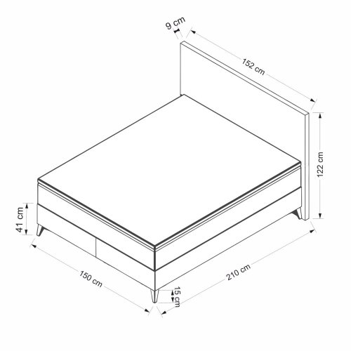 Rám manželskej postele s čelom Fresh 150 x 200 - Grey