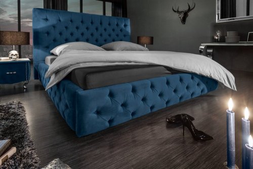 Chesterfield posteľ PALLAS 160 Dekorhome - BAREVNÁ VARIANTA: Modrá