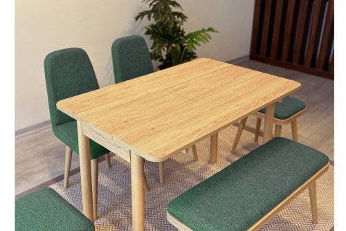 Jídelní set s rozkládacím stolem a židlemi (6 kusů) Vina Mini 03 1070 - Oak, Green