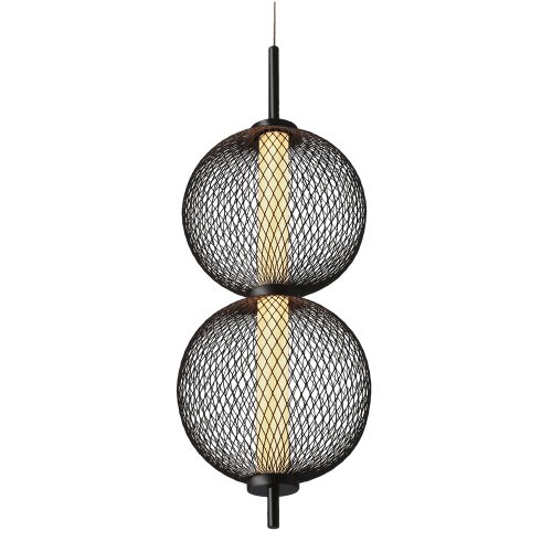 Závesná lampa PUMA s drôteným tienidlom a guľovými tienidlami 14 x 38 cm – dizajnové LED osvetlenie obývačky 3000K
