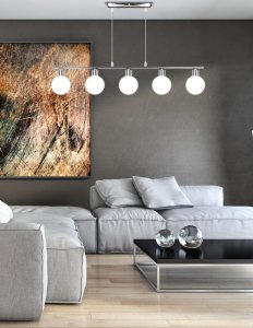 Závesná lampa s chrómovým tienidlom 5xG9 Oden