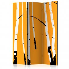 Paraván - Birches on the orange background [Room Dividers]