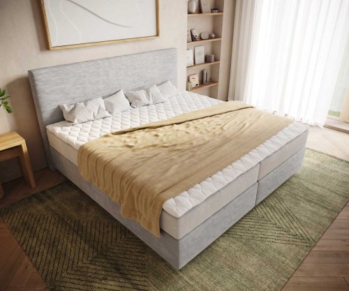 Boxspring postel Dream-Well manšestr stříbrnošedá 200x200 cm