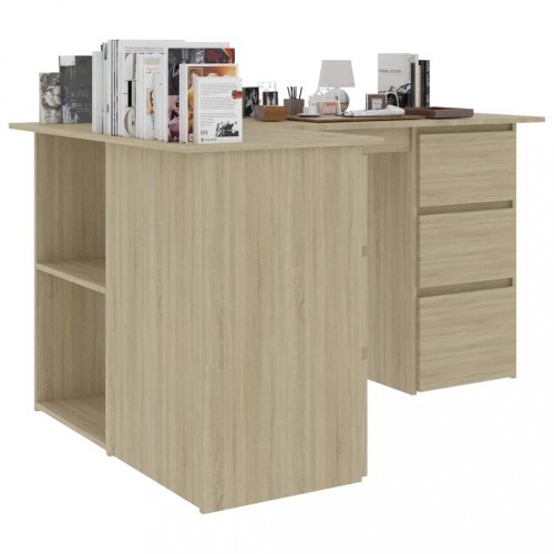 Rohový psací stůl se šuplíky 145x100 cm Dekorhome - BAREVNÁ VARIANTA: Bílá lesk