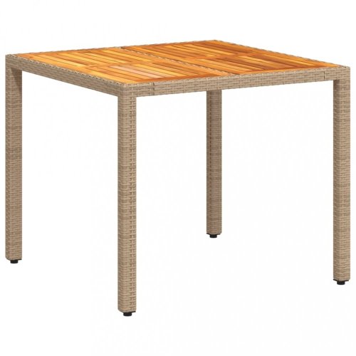 Zahradní stůl béžový 90 x 90 x 75 cm polyratan akáciové dřevo