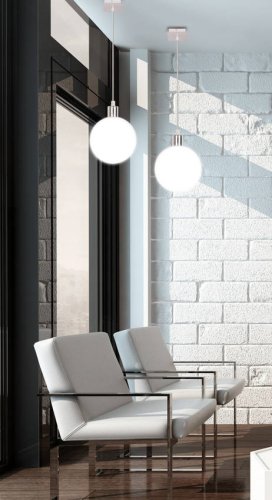 Závesná lampa s bielym tienidlom na guľu 15 cm Oden