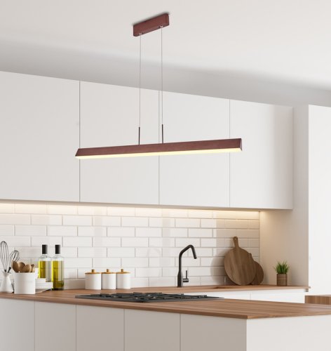 Závesná lampa hnedá LED páska 100x8cm Kokos