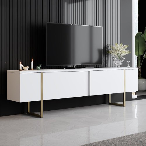 TV stolek Luxe - White, Gold