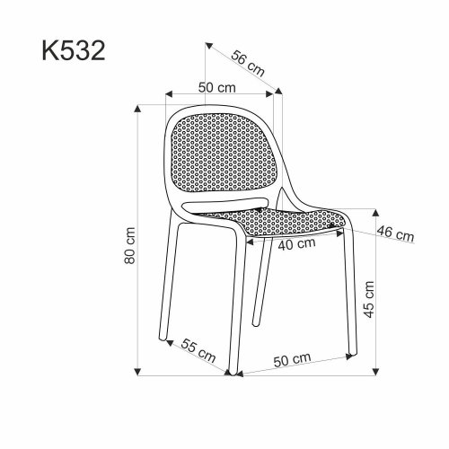 Stohovateľná jedálenská stolička K532 - BAREVNÁ VARIANTA: Biela