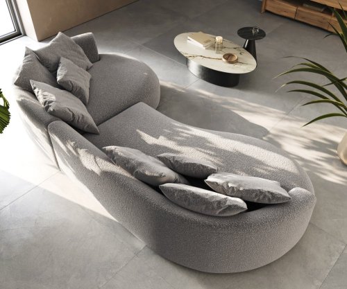 Pohovka Edina 330x170 cm bouclé stříbrná šedá