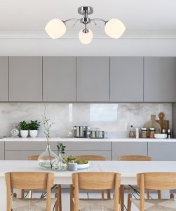 Stropná lampa Estar chróm E27 s bielym tienidlom