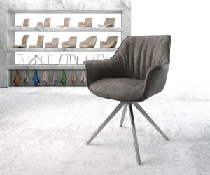 Otočná stolička Keila-Flex s podrúčkami antracitová vintage krížová