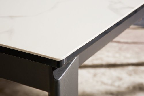 Rozkladací jedálenský stôl LITAI Dekorhome - BAREVNÁ VARIANTA: Bielo-sivý mramor