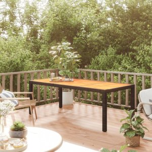 Zahradní stůl 190 x 90 x 75 cm polyratan a akáciové dřevo černý