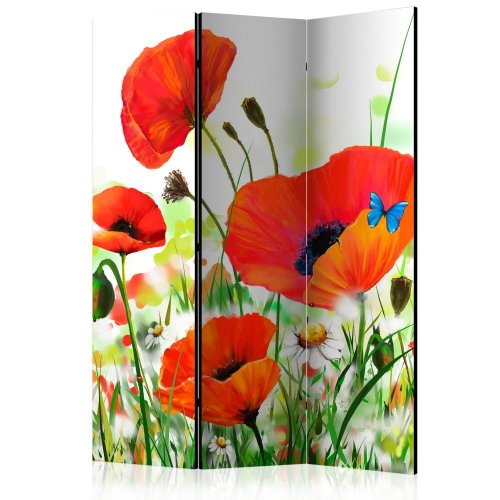 Paraván Country poppies Dekorhome - ROZMER: 135x172 cm (3-dielny)