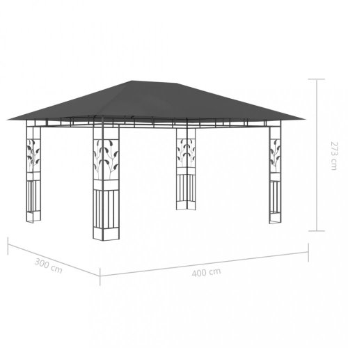 Záhradný altánok s moskytiérou a LED reťazami 4x3 m Dekorhome - BAREVNÁ VARIANTA: Krémová