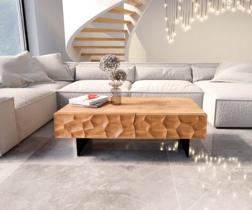 Konferenční stolek Solu 120x70x40 cm přírodní akácie závěsné