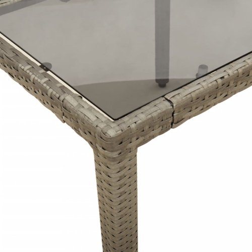 Zahradní stůl se skleněnou deskou šedý 190x90x75 cm polyratan