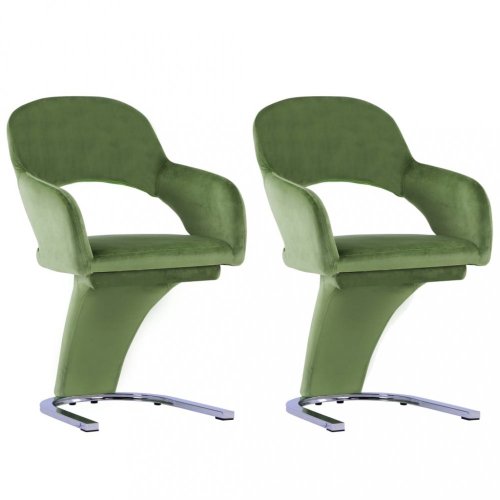 Jídelní židle 2 ks samet / chrom Dekorhome - BAREVNÁ VARIANTA: Zelená