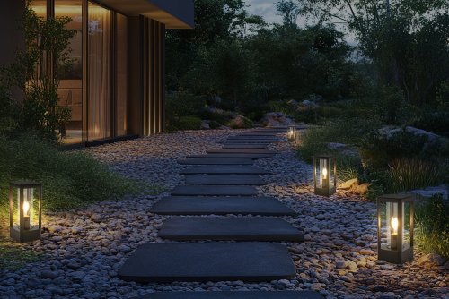 Záhradná lampa CISSUS – čierna kovová stojaca lampa E27 IP54 – moderné vonkajšie osvetlenie