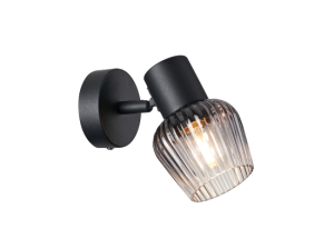 MITURA lampa kinkiet czarny 1x40W E27 klosz dymiony