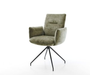 Otočná jedálenská stolička Jova-Flex s opierkami šenilka olivová