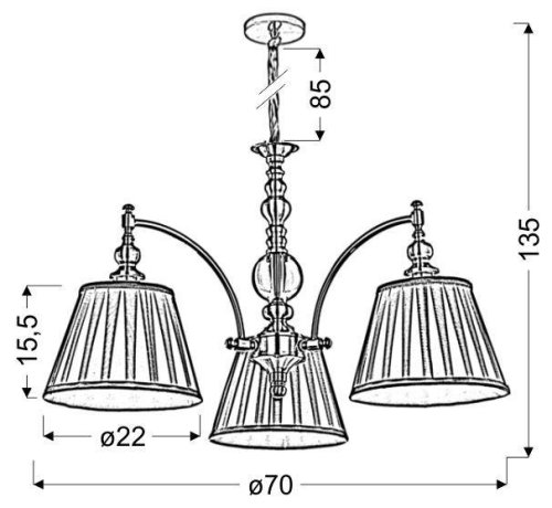 Závesná lampa patinovaný luster 3 Austin