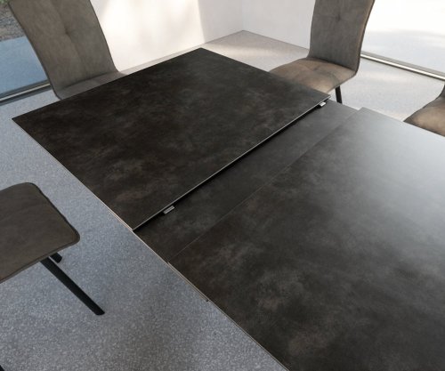 Jídelní stůl Davion 160/200x90 cm keramická šedá kovová rozkládací