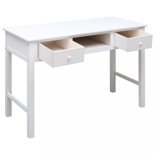 Písací stôl s 2 zásuvkami masívne drevo Dekorhome - BAREVNÁ VARIANTA: Biela / hnedá