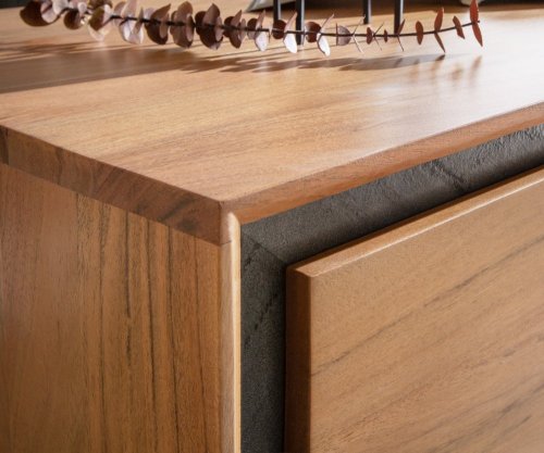 Komoda Stonegrace 175 cm akácie přírodní 4 dvířka 1 přihrádka kamenina