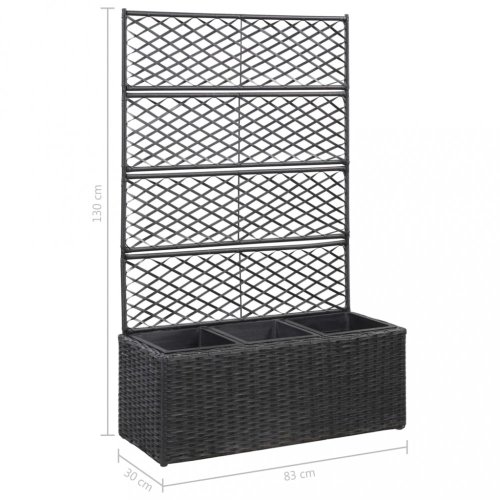 Truhlík s treláží a 3 květináči 83x30x130 cm polyratan Dekorhome