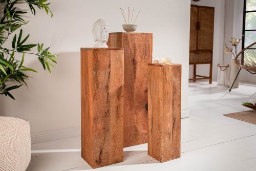 Odkladací stolík 3 ks BOREAS Dekorhome - DEKOR: Mangovníkové drevo