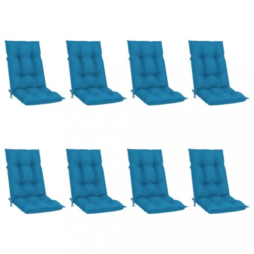 Skládací zahradní židle s poduškami 8 ks teak / látka Dekorhome - BAREVNÁ VARIANTA: Tmavě modrá