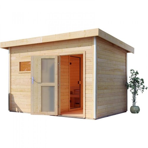 Venkovní finská sauna s předsíní 393 x 231 cm Dekorhome