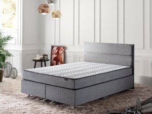 Double Mattress, Base & Headboard Silver - Grey (140 x 190)