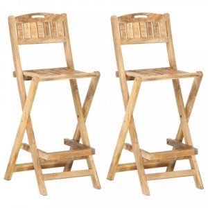 Skládací zahradní barové židle 2 ks mangovníkové dřevo Dekorhome