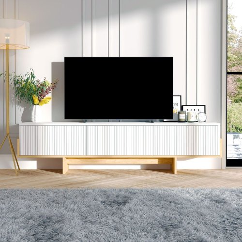 TV stolek Hege - White, Sapphire Oak