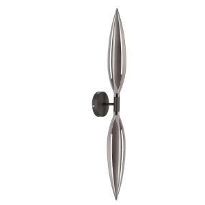 Kinkiet Nordic czarny szklany dymiony podwójny do salonu i sypialni