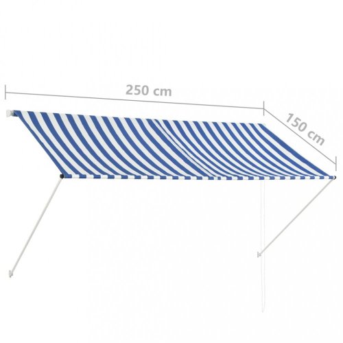 Zaťahovacia markíza 250x150 cm Dekorhome - BAREVNÁ VARIANTA: Biela / modrá