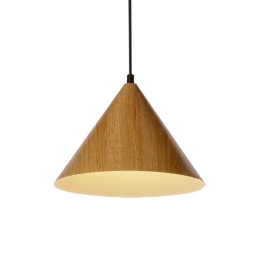 Závesná lampa Dunca 25 Čierna 1X40 E27 Svetlý dubový tienidlo