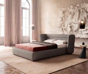 Čalouněná postel Simea 140x200 cm bouclé stříbrně šedá