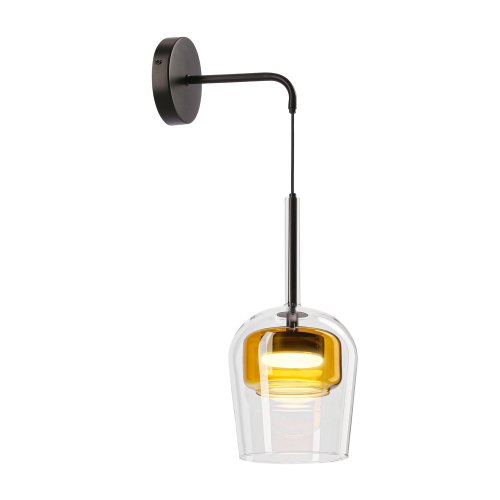 Kinkiet Glaxi szklany klosz transparentny i żółty do sypialni 1xGX53