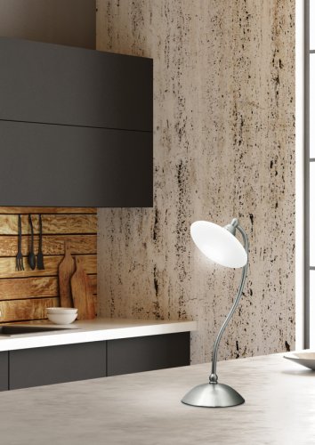 Stolová lampa saténový nikel + biela Elisa