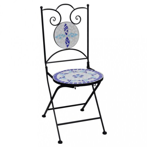Mozaikový bistro set 3 ks Dekorhome - BAREVNÁ VARIANTA: Biela / modrá